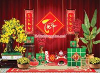 Tiểu cảnh, phông nền, backdrop chụp ảnh tết, chúc mừng năm mới 0014