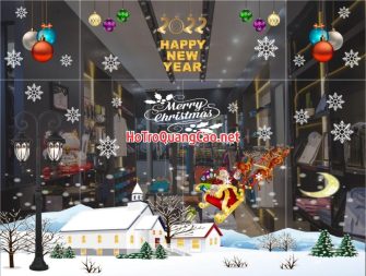 Trang trí dán cửa kính giáng sinh Noel 0015