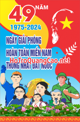 Poster kỷ niệm ngày giải phóng miền nam và quốc tế lao động 30/4 -1/5